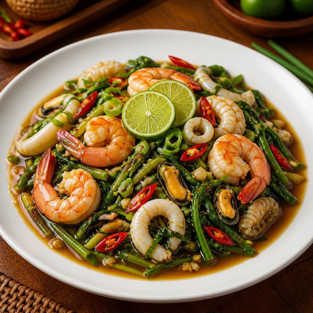 Bakmi Golek Kangkung Cah Seafood